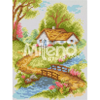 Milena Style Гоблен с щампа Къщичка край реката с конци Ariadna