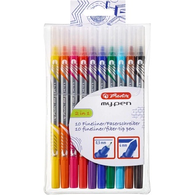 Herlitz Флумастери Herlitz, Fineliner, my. pen, Комплект 10 бр, Прозрачна опаковка (11367232) (11367232)