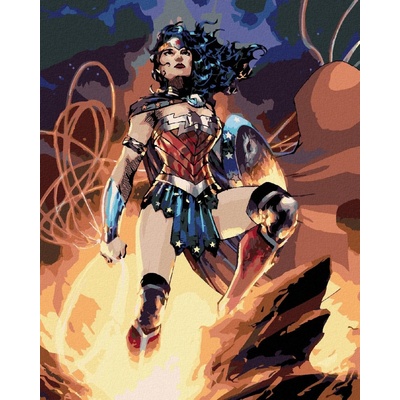 Zuty Wonder woman na skále 40×50 cm bez rámu a bez vypnutí plátna 8596530192442