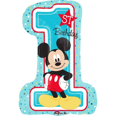 Amscan Fóliový balónek 71 cm 1st Birthday Mickey modrý