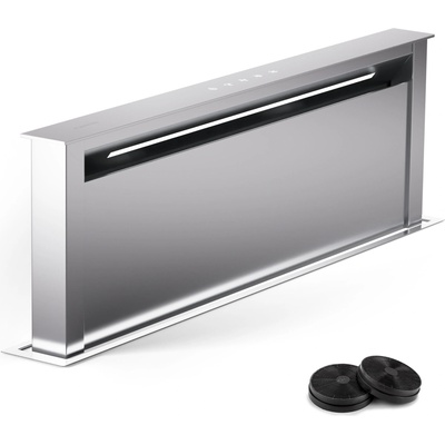 Klarstein Royal Flush Eco 90, аспиратор, 90 см, 604 м³/ч, EEK A++, вкл. филтри с активен въглен (CGCH3-RoyalFEco-90SS) (CGCH3-RoyalFEco-90SS)