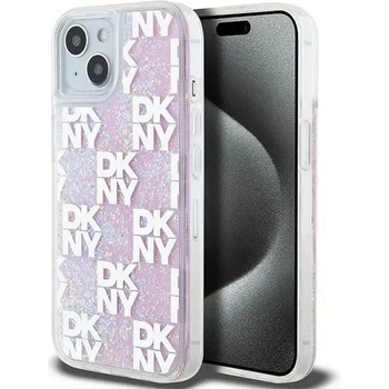 DKNY Кейс DKNY Liquid Glitter Multilogo за iPhone 15 / 14 / 13, розов (3666339271176)