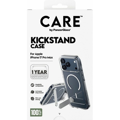 PanzerGlass® CARE Kickstand kryt s MagSafe Apple iPhone 17 Pro Max strieborný/biely