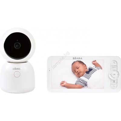 BÉABA - Умен презареждащ се бебефон с монитор ZEN NIGHT 720p 5V Wi-Fi бял (FBB0452)