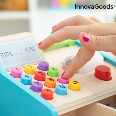 InnovaGoods Drevená registračná pokladňa s doplnkami Kashy