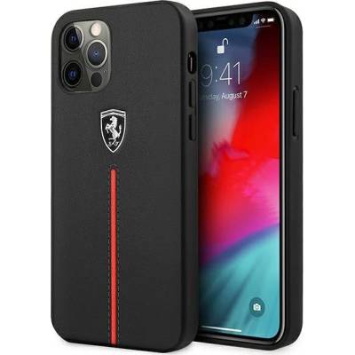 Ferrari Калъф Ferrari FEOMSHCP12LBK Off Track Leather Nylon Stripe, за iPhone 12 Pro Max, черен (FER000464)