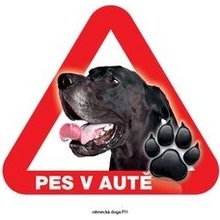 Grel nálepka na sklo pozor pes v autě německá doga