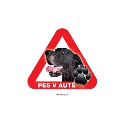 Grel nálepka na sklo pozor pes v autě německá doga