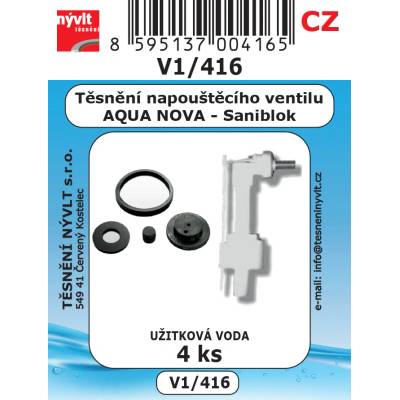 NÝVLT sada těsnění napouštěcího ventilu WC AQUA NOVA by SANIBLOK - V1/416