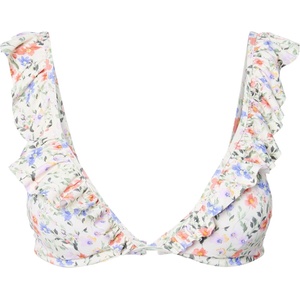 PIECES Бански костюм Pieces Women's Floral Print Frill Plunge Swimsuit - White Smoke