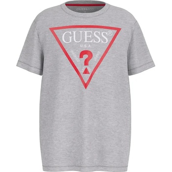 GUESS Сива тениска с къс ръкав за момче с червено лого Guess