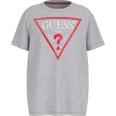 GUESS Сива тениска с къс ръкав за момче с червено лого Guess