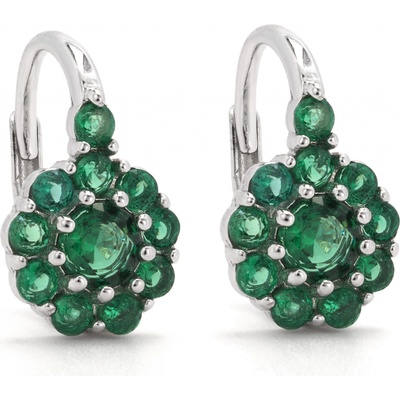 Rafity stříbrné náušnice se smaragdem E0052KL-09 zelené