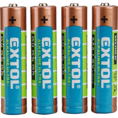 Extol акумулаторна батерия КЛТ. 4 алкални, 1, 5 v, размер aaa (lr03); дълъг живот, на блистер