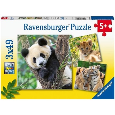 Ravensburger 056668 Panda Tiger a Lev 3 X 49 dielov