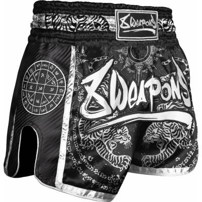 8 Weapons Fairtex Muay Thai šortky Carbon SAK YANT TIGERS čierna/biela