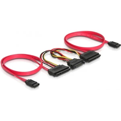 Delock SATA кабел за 2 HDD, всичко в едно, 3 Gbs, 20cm/50cm (7B79-001R)