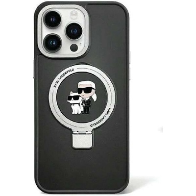 KARL LAGERFELD Кейс Karl Lagerfeld KLHMP15SHMRSKCK за iPhone 15 6.1", черен / черен, твърд, Ring Stand Karl&Choupette MagSafe (3666339169114)