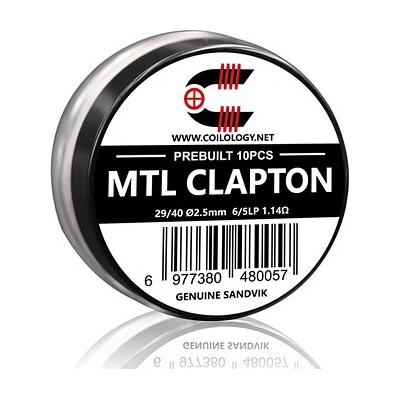 Coilology Předmotané spirálky Sandvik MTL Clapton Ni80 10ks 1,14ohm