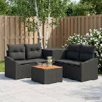 vidaXL Комплект дивани 6 бр. Черно Полиротан и стомана (3447286)