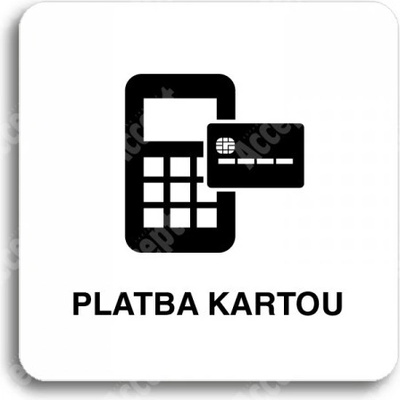 ACCEPT Piktogram platba kartou - bílá tabulka - černý tisk bez rámečku