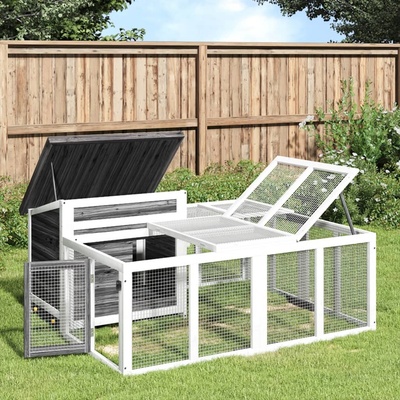 vidaXL Králíkárna šedá 144 x 123 x 67,5 cm masivní borové dřevo