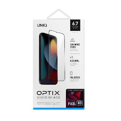 Калено стъклено защитно покритие за дисплея на iPhone 14 Pro Max - Uniq Optix Vivid Full Cover Tempered Glass (черен-прозрачен) (UNIQ-IP6.7PM(2022)-VIVIDCLEAR)
