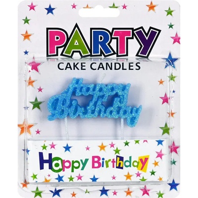 Свещички надпис " Happy Birthday' с брокат-СИН-РОЗОВ