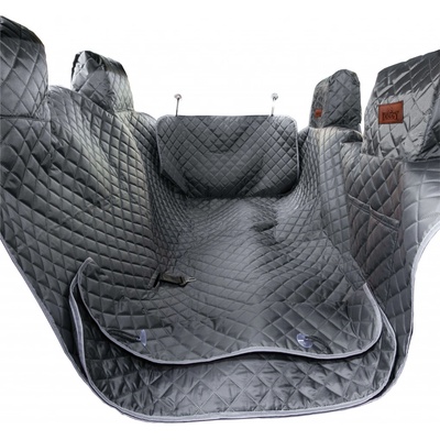 HobbyDog Ochranný potah na sedačky do auta šedý pro 2 psy 140 x 160 cm