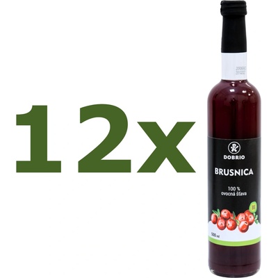 Dobrio Brusnica 100% ovocná šťava BIO 12 x 500 ml