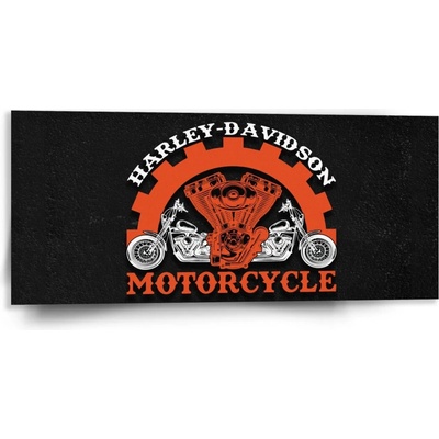 Sablio Obraz Harley-Davidson motor Čierne pozadie - 110x50 cm