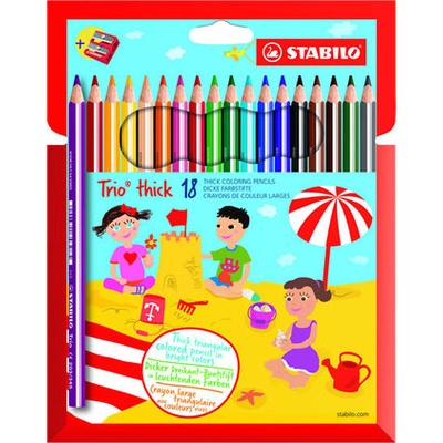 STABILO Trio, hrubá 18 ks Púzdro so strúhadlom - STABILO - Stabilo Farbičky Trio so strúhadlom 18ks