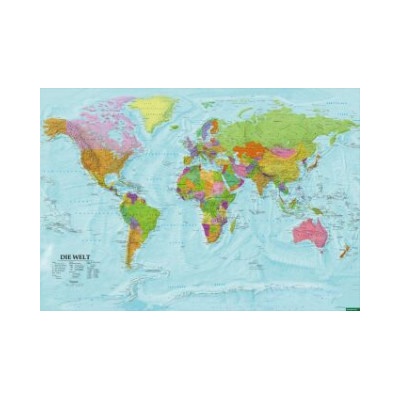World map, political - physical, english, 1:20.000.000, Poster, freytag & berndt