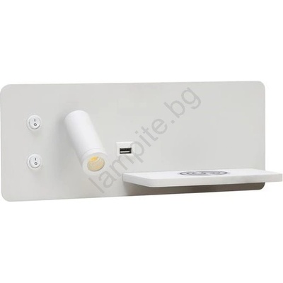 Immax 08285L-LED стенен LED с полка, USB и безжично зареждане, 3W/230V (IM1408)