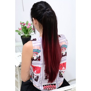 Sleek Изкуствени опашки ombre - Черно/Тъмно червено