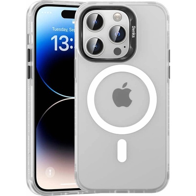 Benks Magnetic Lucid Case - хибриден удароустойчив кейс с MagSafe за iPhone 15 Pro Max (бял)