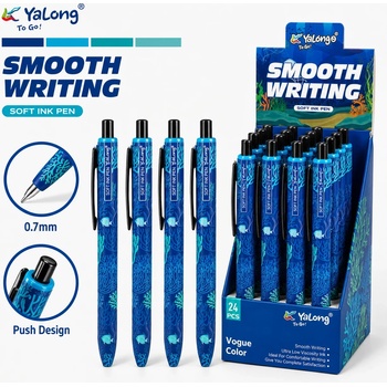 Image 1 of Щракащ химикал YaLong YL242693 Soft Ink Pen 0.7 мм, син дизайн