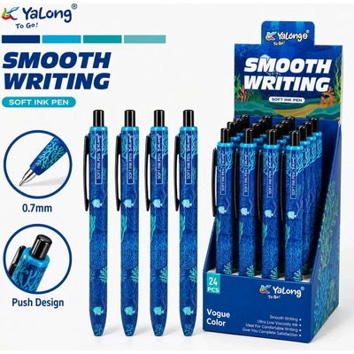 Щракащ химикал YaLong YL242693 Soft Ink Pen 0.7 мм, син дизайн
