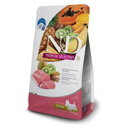 Farmina N&D Dog Grain Free Tropical Selection Dog Adult MINI Pork and Tropical fruits - суха храна за кучета над 1 година от дребни породи, със свинско, спелта, овес и тропически плодове - 5 кг Италия - PND0500064