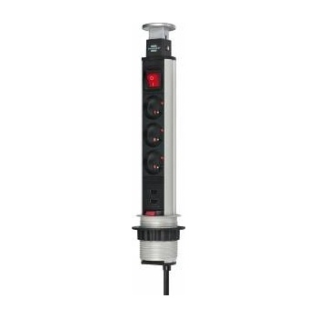 brennenstuhl Tower-Power Desktop Backloader 3 sockets + 2 x USB with 2m switch (1396201013)