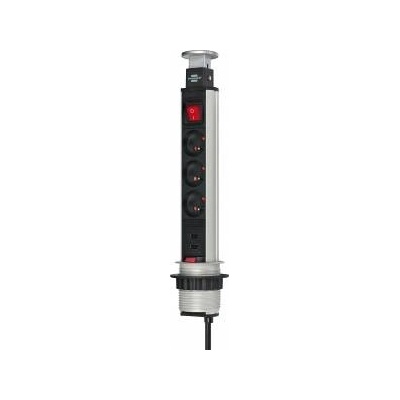 brennenstuhl Tower-Power Desktop Backloader 3 sockets + 2 x USB with 2m switch (1396201013)