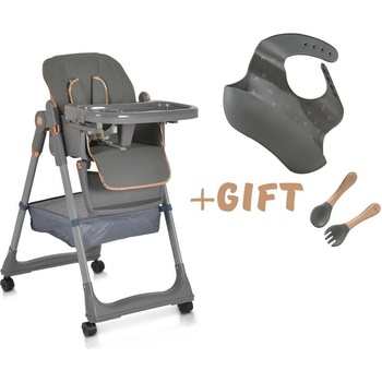 Moni Детски стол за хранене с подарък Lindo сив (3801005152377)