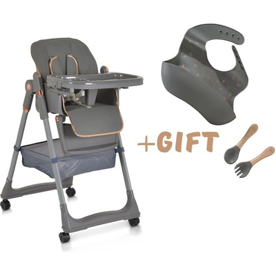 Moni Детски стол за хранене с подарък Lindo сив (3801005152377)