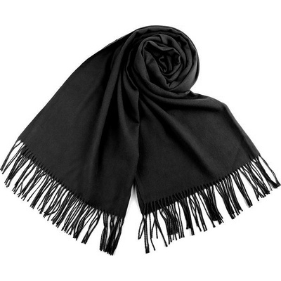 Šál typu pashmina so strapcami čierna