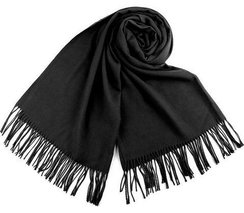 Šál typu pashmina so strapcami čierna