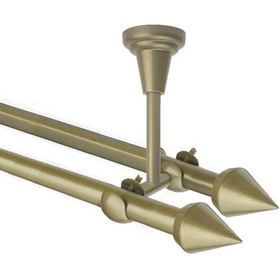 OK-GarnýžeCZ Garnýž kovová dvouřadá 16mm Hrot double zlatá antik 470 cm do stropu / na tunýlek - bez kroužků
