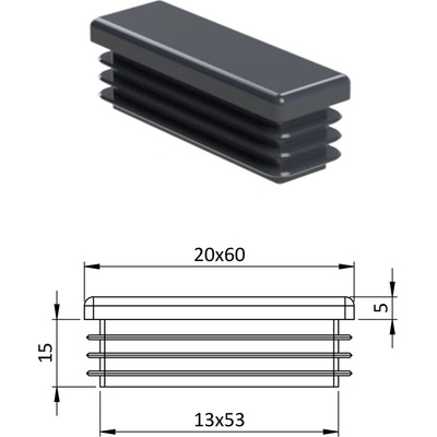 Krytka plastová 20 x 60 mm