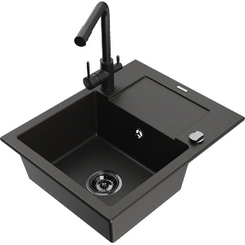 Mexen Enzo гранитна мивка с 1 камера с отцедник и кухненски смесител Duero, (6506-75-671600-70-B)