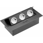 GTV AE-PB03GS-20N Pop-up контакт за вгражд. , 3x Schuko, кабел 1.5м. черен (AE-PB03GS-20N)