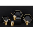 PartyDeco TANIER čierny so zlatým okrajom šesťstenný 23 cm